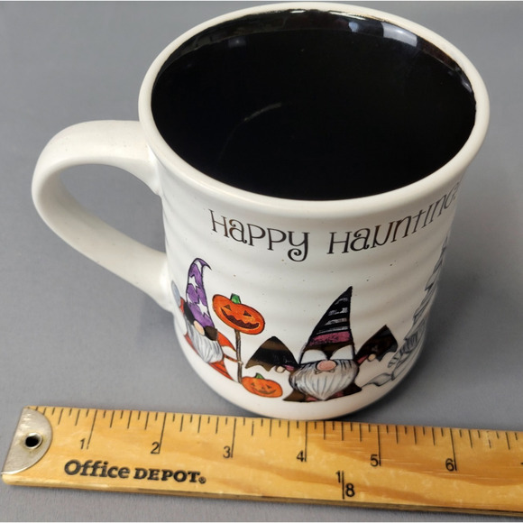 Cobwebs & Cauldrons Happy Haunting Gnomes Mug Coffee Cup Costumes 16oz Ribbed - Picture 10 of 10